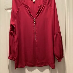 MICHAEL KORS Elegant Fuchsia Pink Long Bubble Sleeve Blouse
